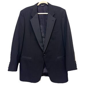 Vtg Christian Dior Balzer Jacket Mens‎ 43L Black Wool Formal Sport Coat USA Made
